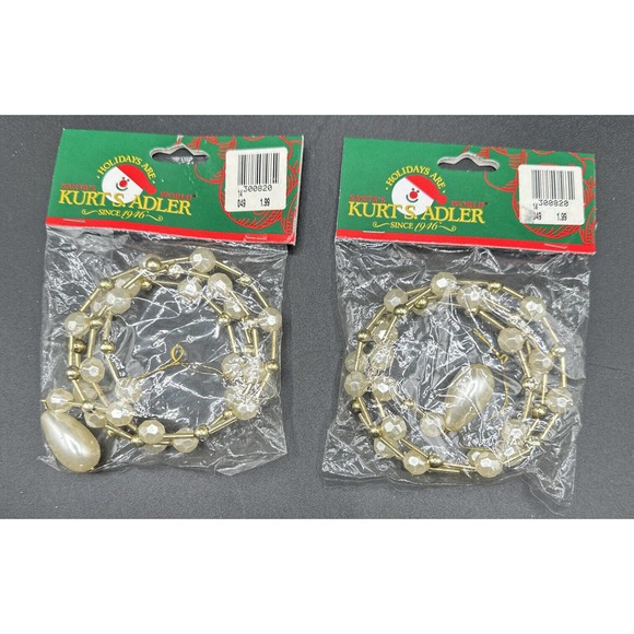 KURT S ADLER Gold & White Beaded Icicle Christmas ORNAMENT Santa's World 5J New! - Picture 5 of 7